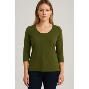 Excellent Merona Women's Olive Green 3/4 Sleeve Stretch Tee Shirt – Size Large